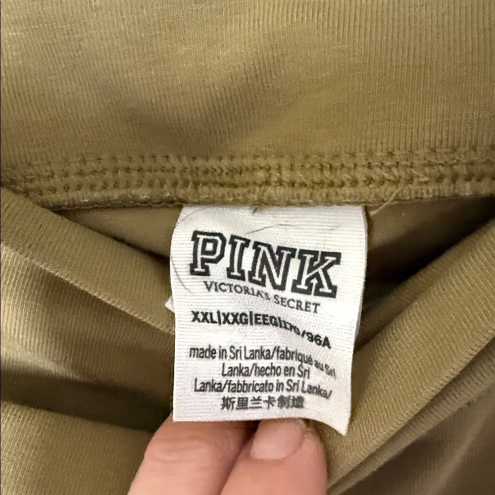 NWT Victoria Secret PINK wide flare leg olive green leggings sz XXL